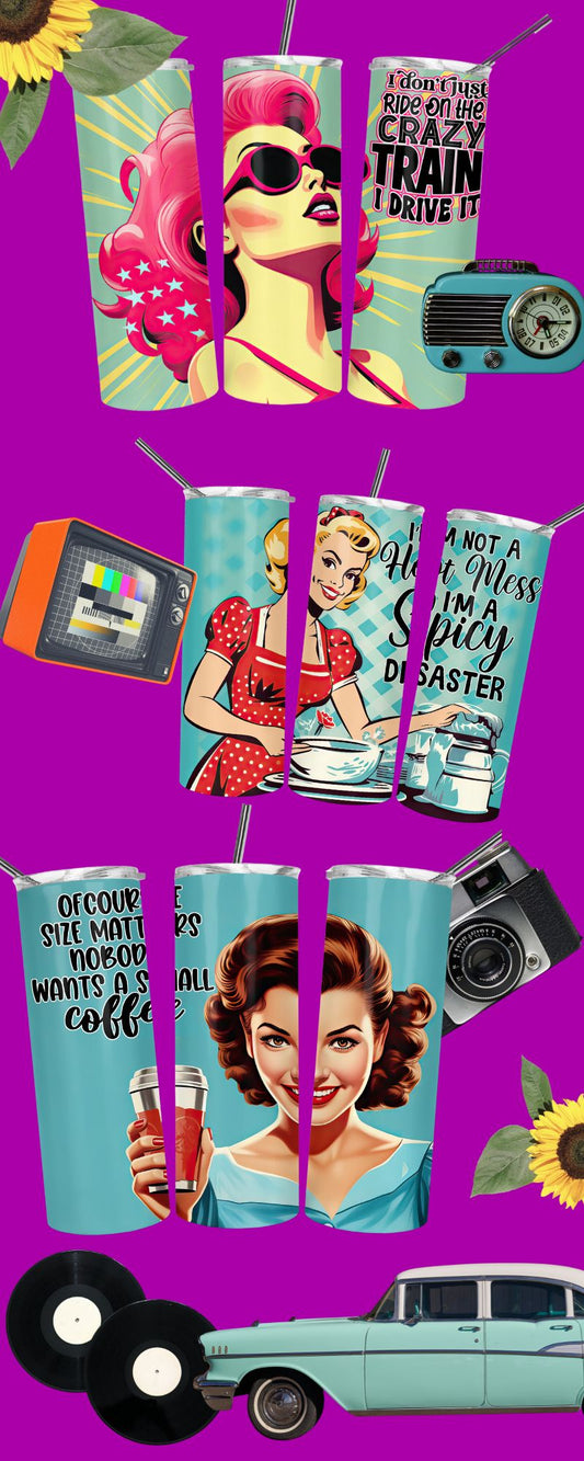 Vintage Tumbler Women Witty Funny Quotes: Series : Sissy-Mindy&Clarice.