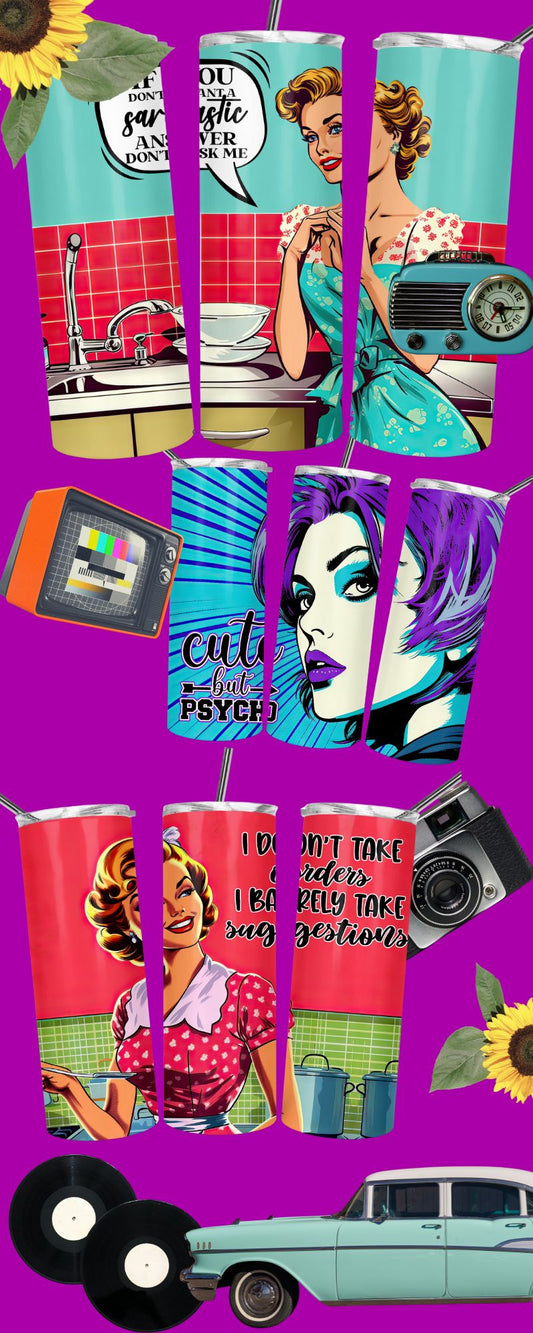 Vintage Tumbler Women Witty Funny Quotes: Series : Lila-Livia&Alda.